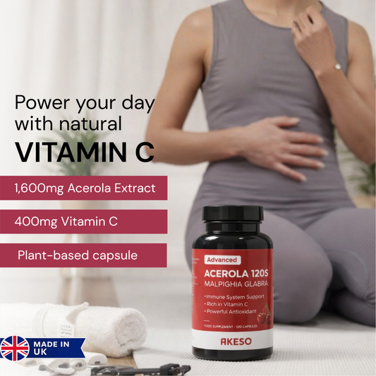 Advanced Acerola 120 Capsules – Natural Vitamin C Immune Support Supplement | AKESO