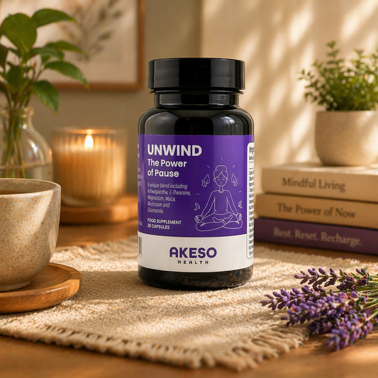 UNWIND Stress Support Supplement 30 Capsules – Ashwagandha, L-Theanine & Magnesium Relaxation Formula | AKESO Health