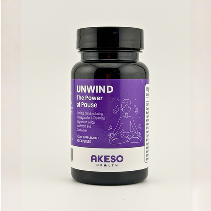UNWIND Stress Support Supplement 30 Capsules – Ashwagandha, L-Theanine & Magnesium Relaxation Formula | AKESO Health