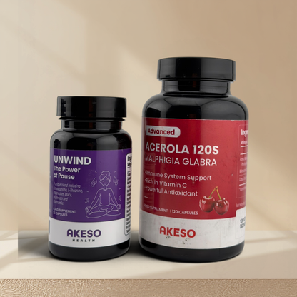 Akeso Health Wellness Bundle: Acerola Vitamin C + Unwind Relaxation Complex – 10% Off Duo Pack