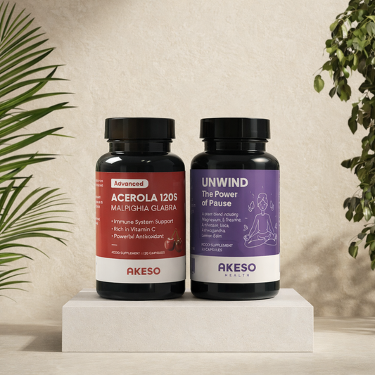 Akeso Health Wellness Bundle: Acerola Vitamin C + Unwind Relaxation Complex – 10% Off Duo Pack