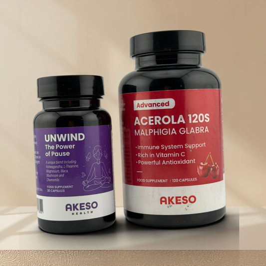 Akeso Health Wellness Bundle: Acerola Vitamin C + Unwind Relaxation Complex – 10% Off Duo Pack