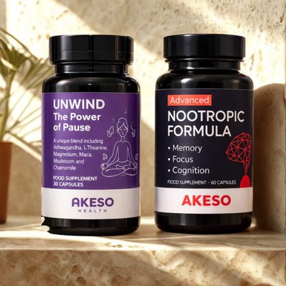 Akeso Health Cognitive & Calm Bundle: Advanced Nootropic + Unwind Relaxation Complex – 10% Off Duo Pack