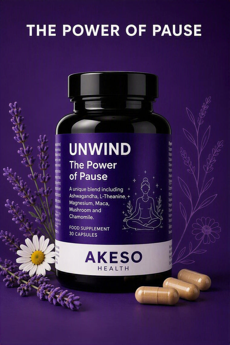 UNWIND Stress Support Supplement 30 Capsules – Ashwagandha, L-Theanine & Magnesium Relaxation Formula | AKESO Health