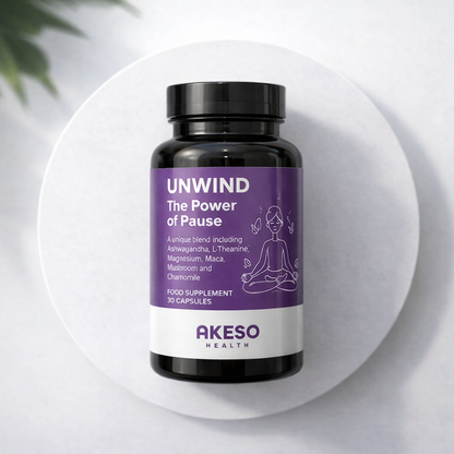 UNWIND Stress Support Supplement 30 Capsules – Ashwagandha, L-Theanine & Magnesium Relaxation Formula | AKESO Health