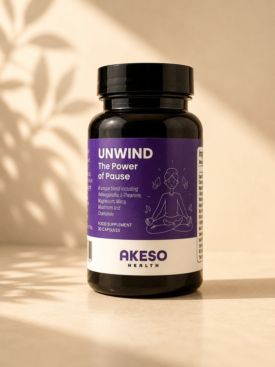 UNWIND Stress Support Supplement 30 Capsules – Ashwagandha, L-Theanine & Magnesium Relaxation Formula | AKESO Health