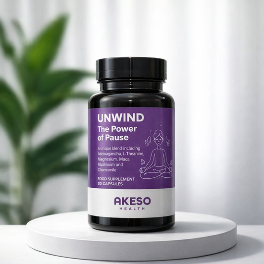 UNWIND Stress Support Supplement 30 Capsules – Ashwagandha, L-Theanine & Magnesium Relaxation Formula | AKESO Health